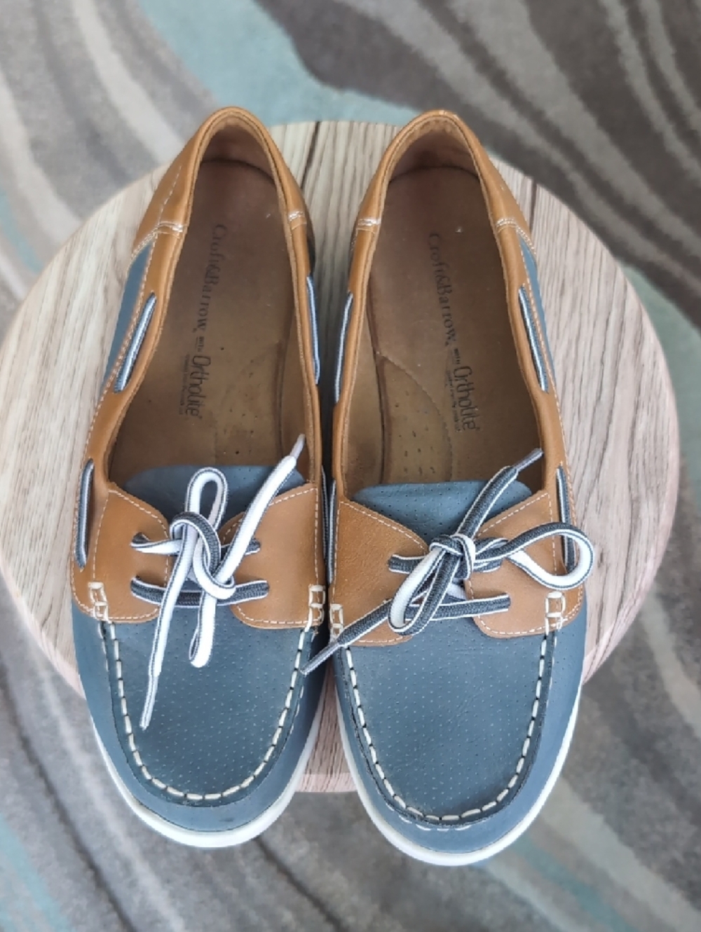 croft & barrow Blue and Brown Leather Boat Shoes - Picture 2 of 6
